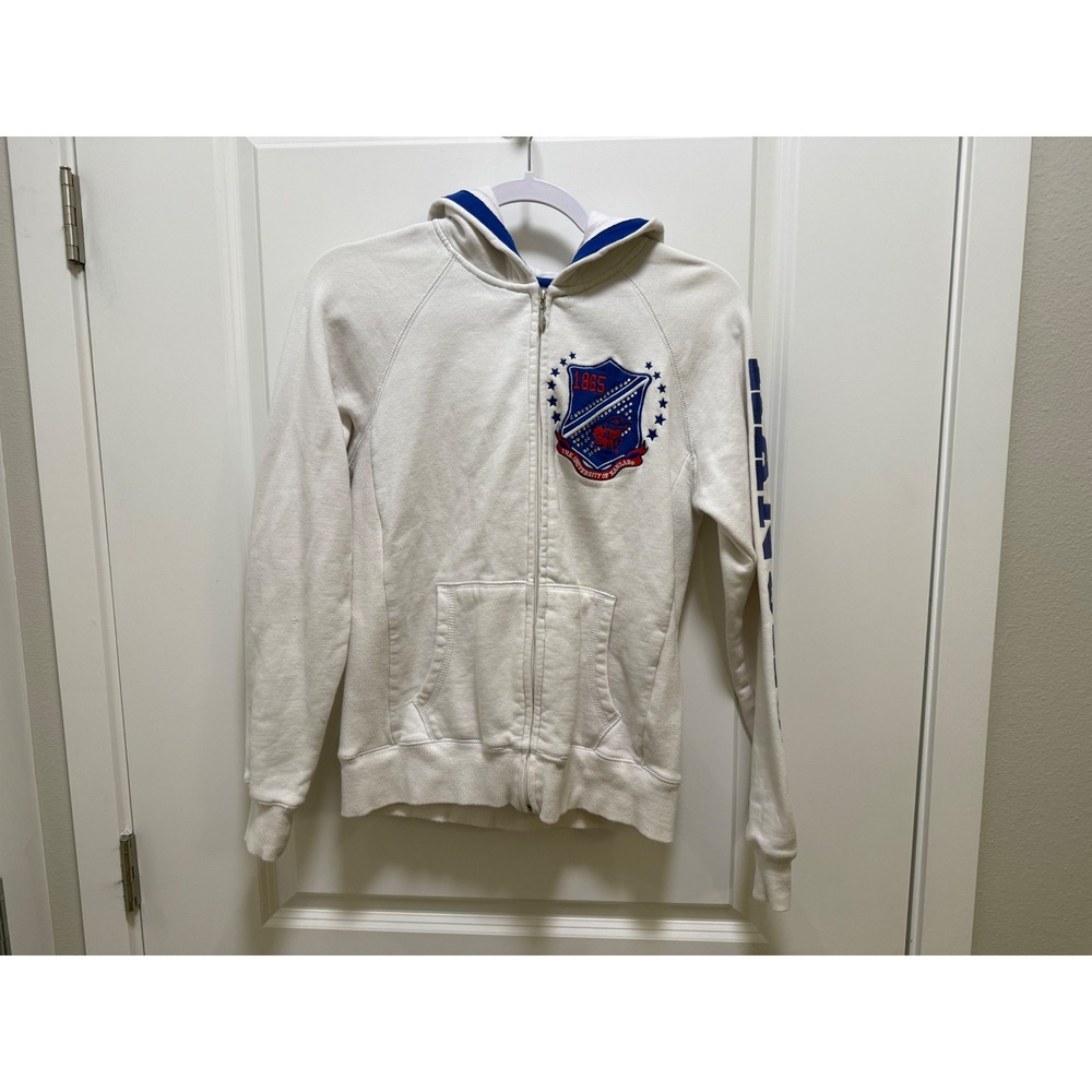 E5 College Classics Kansas Jayhawks Rhinestone Zip Up Hoodie White Womens Medium